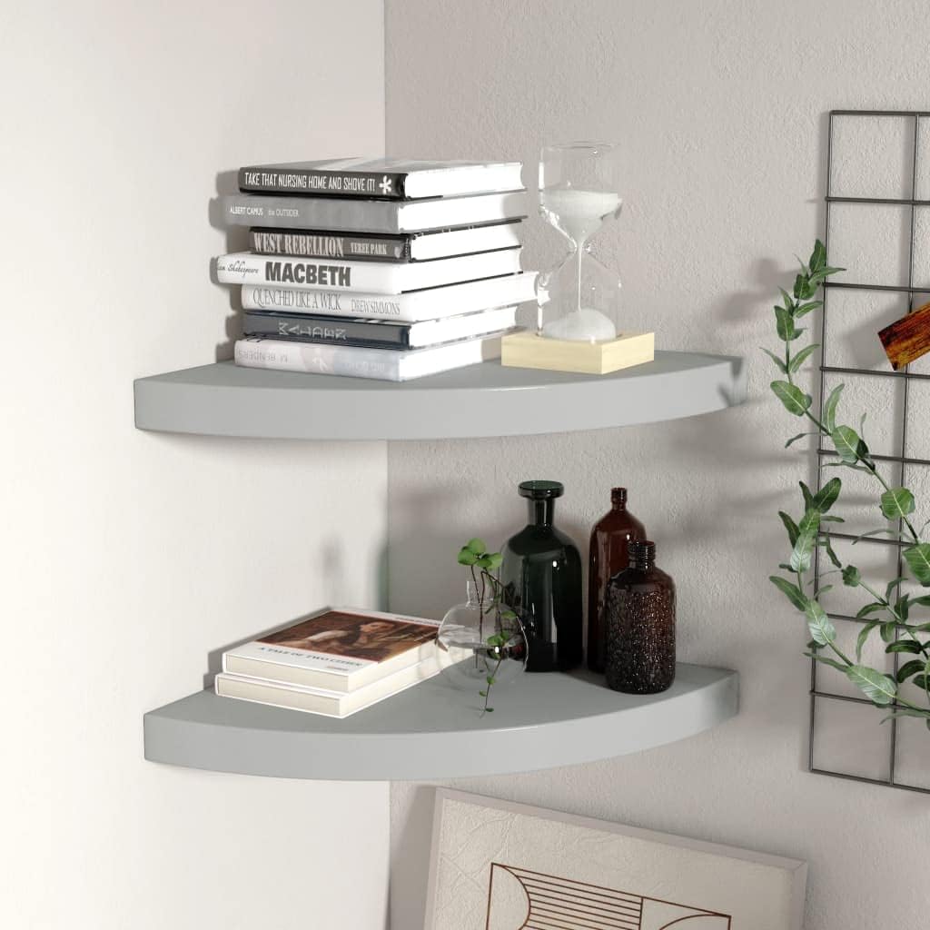 Floating Corner Shelves 2 pcs Gray 13.8