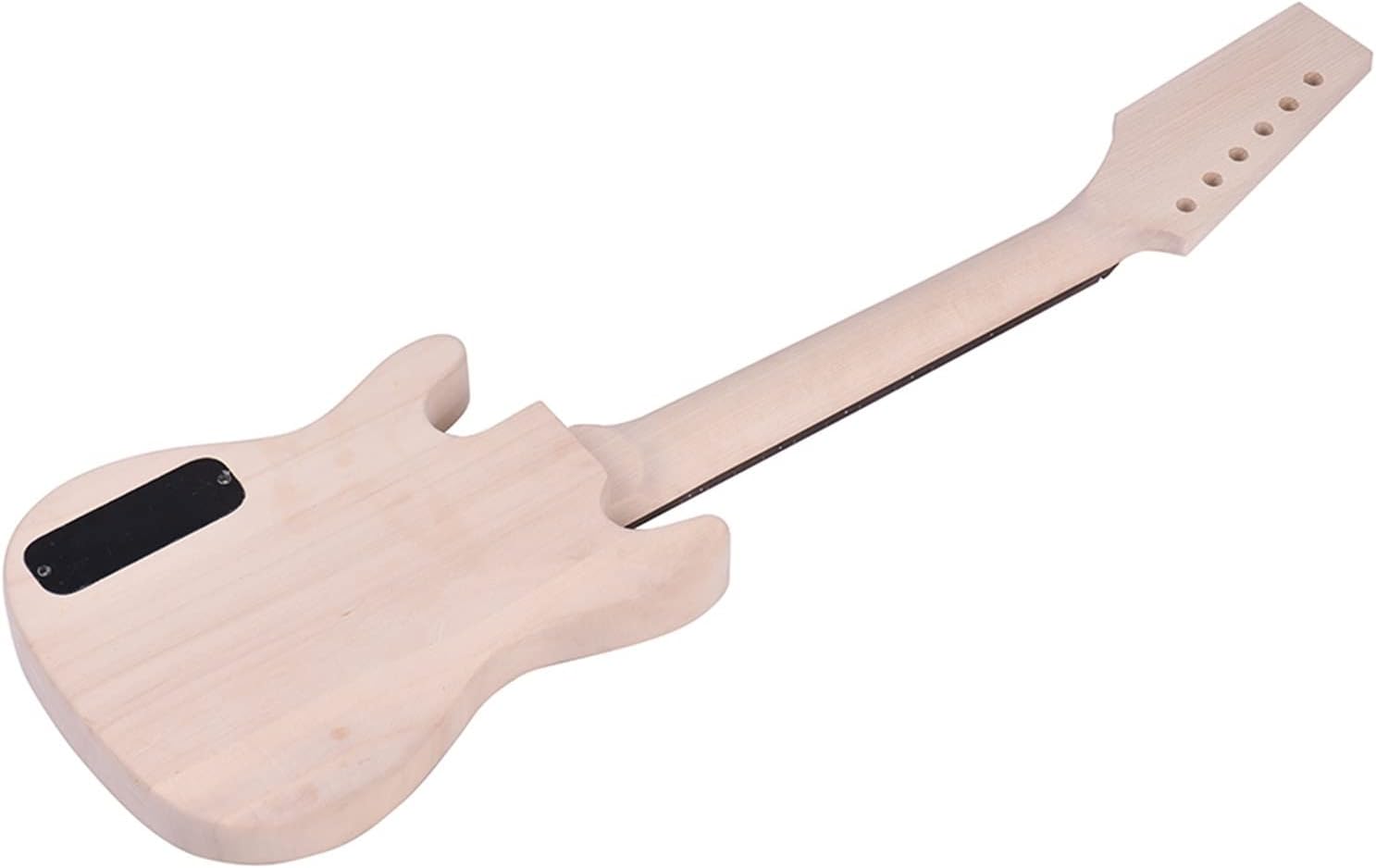 Unfinished DIY Electric Guitar Kit Basswood Body Maple Wood Neck Rosewood Fingerboard DIY Guitar Kit