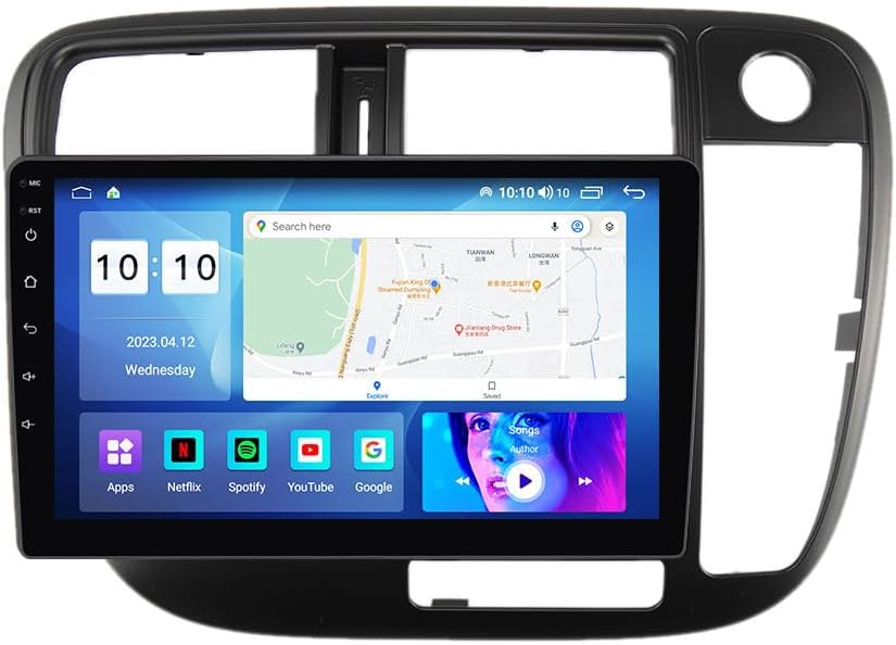 Android Car Stereo for 1998-2000 Honda Civic RHD,9 inch IPS Touchscreen with Upgrade Wireless CarPlay & Android Auto,WiFi/GPS,Support SWC and Subwoofer,8-Core 8G+256G