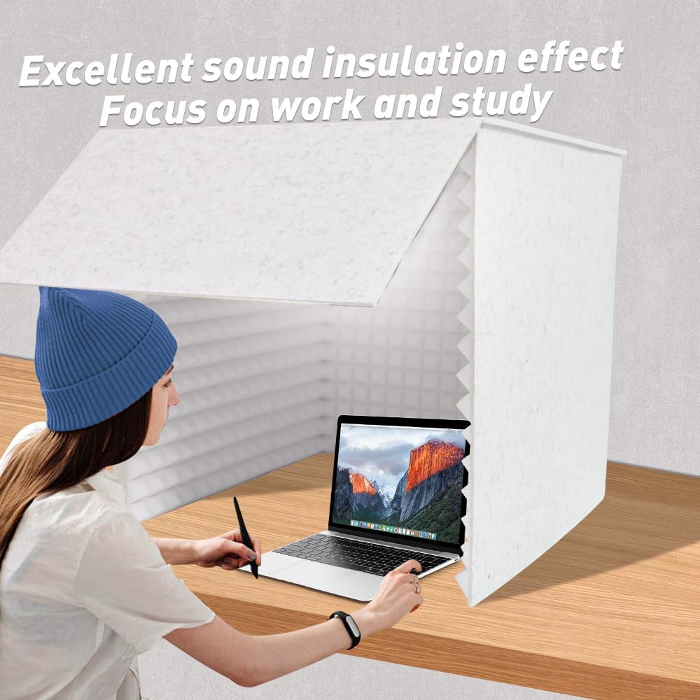 Foldable Recording Booth with High-Density Foam, Small Music Recording Studio for Home Studio, Recording Shield, Soundproof for Recording, Working, Live Streamer, Podcasting (Grey)