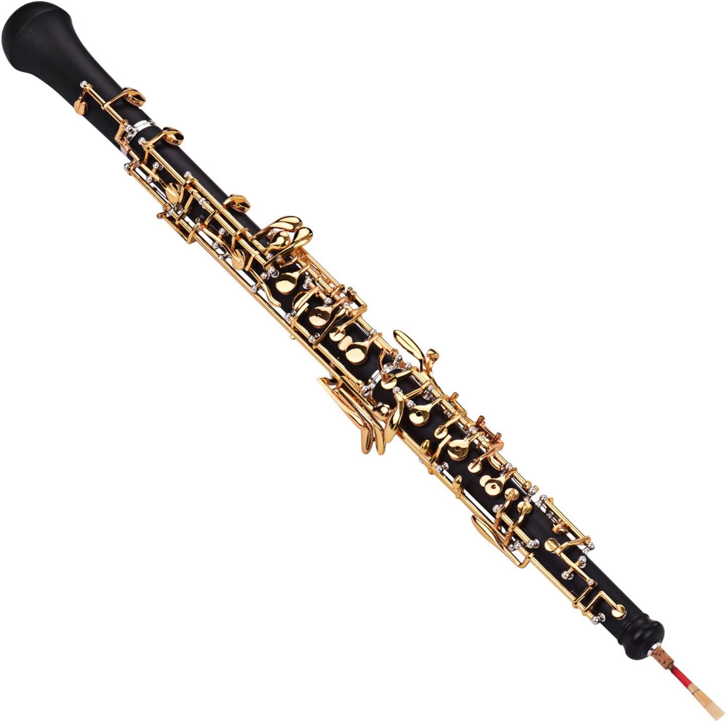 Oboe Instrument Professional Oboe C Key Semi-automatic Style Gold Plated Keys Woodwind Instrument with Oboe Reed Gloves Leather Case Carry Bag Cleaning Cloth Mini Screwdriver