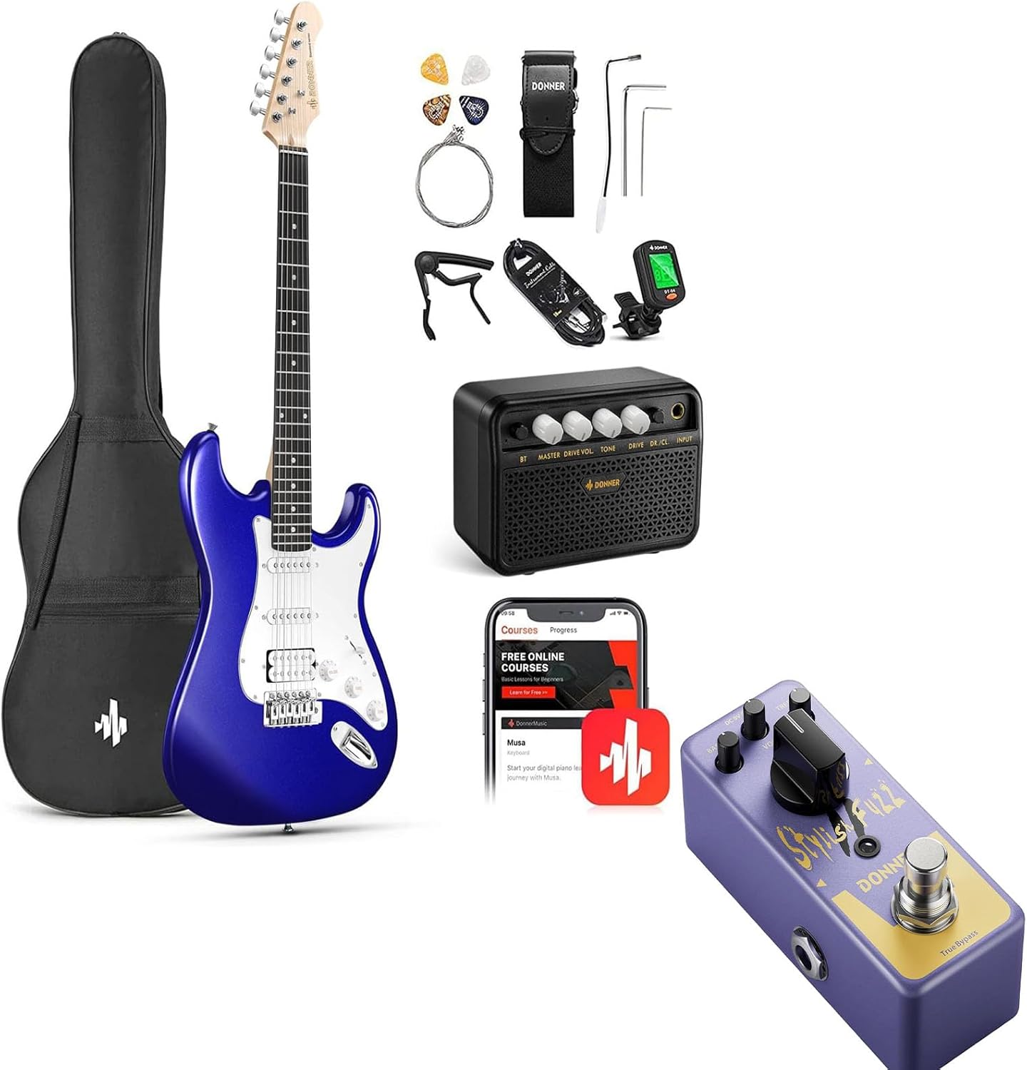 Donner 39-Inch Electric Guitar Kit-Fuzz Pedal
