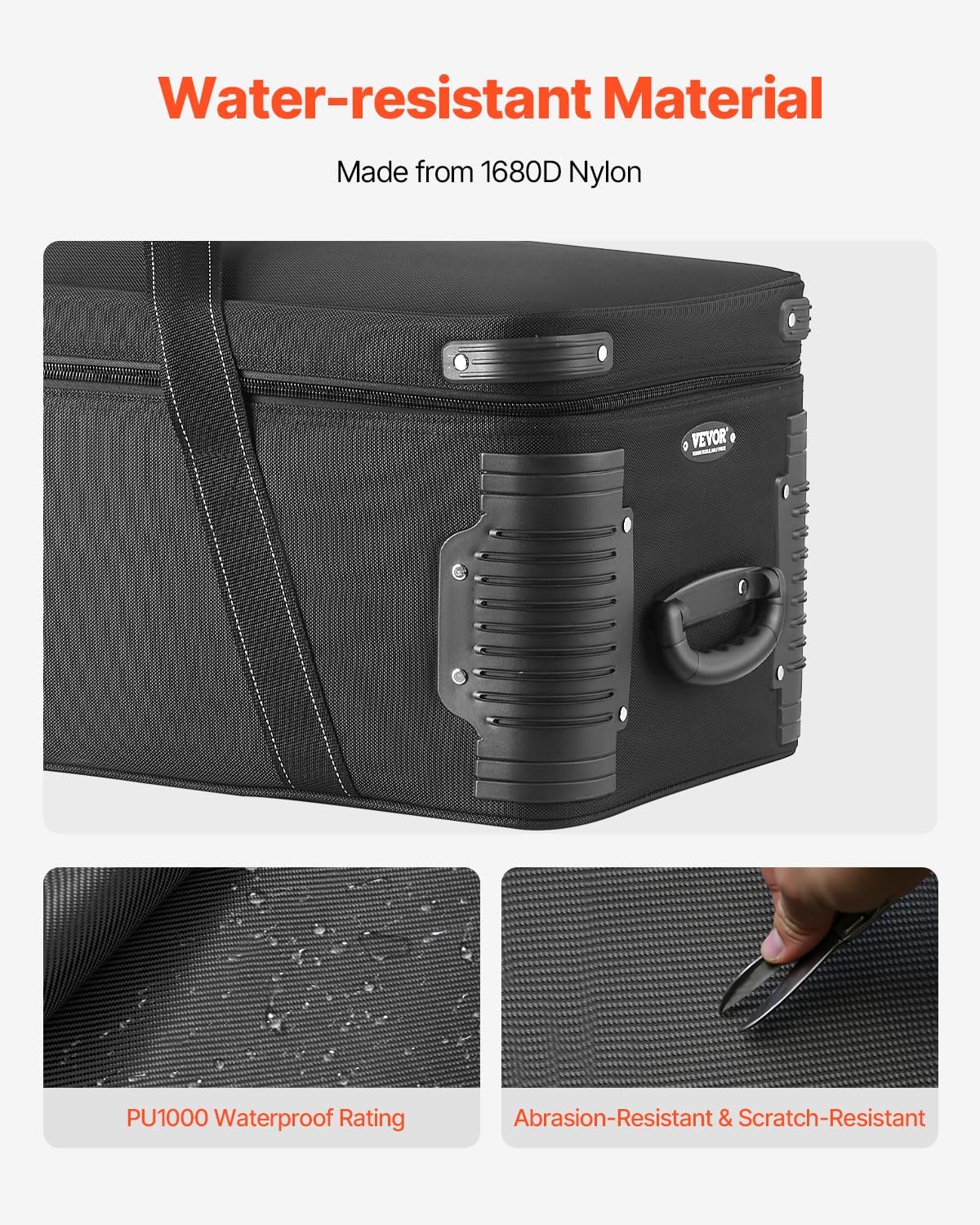 VEVOR Studio Equipment Trolley Case, 51.57 x 14.37 x 14.96 in / 131 x 36.5 x 38 cm, Rolling Camera Bag, Carrying Bag with Wheels Straps Padded Compartment Handle, for Light Stands, Tripods, Telescopes