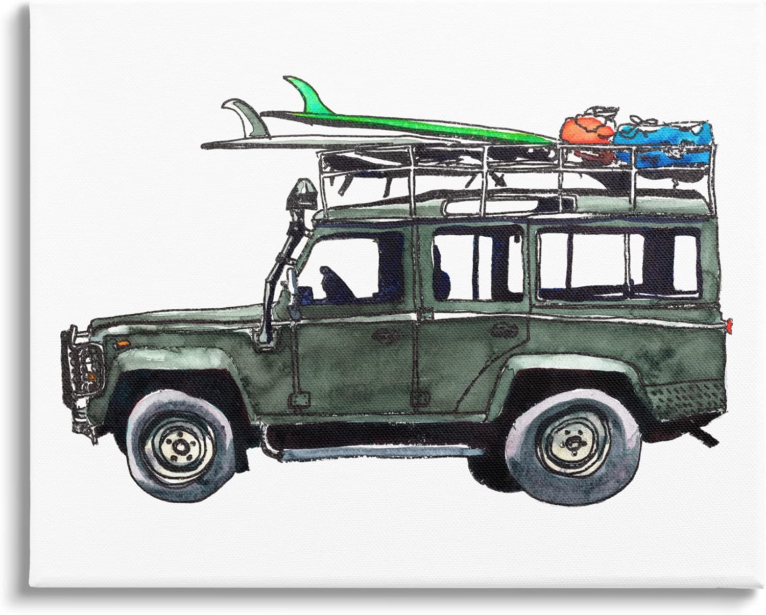 Stupell Industries Tropical Vacation Beach Car Roof Rack Surfboards, Design by Paul McCreery