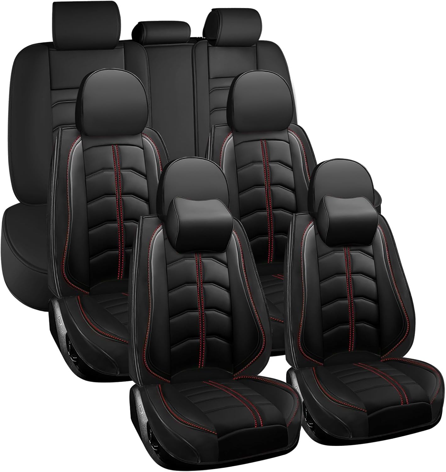 Car Seat Cover 7 Seats for Chevy Tahoe 2000-2025, Durable Wear Resistant Waterproof Seat Cover, Breathable No Odor Premium Leather Car Interior Accessories.(7 Luxury,Black)