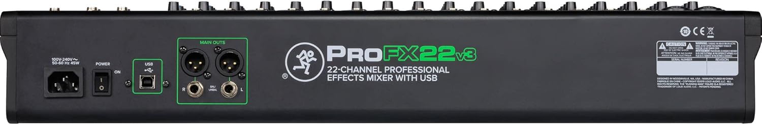 Mackie ProFX22v3 22-Channel Unpowered Mixer USB Bundle with Waveform OEM DAW, 4x Mophead 10-Foot TRS Cable, 4x 10-Foot XLR Cable, 2x 1/4