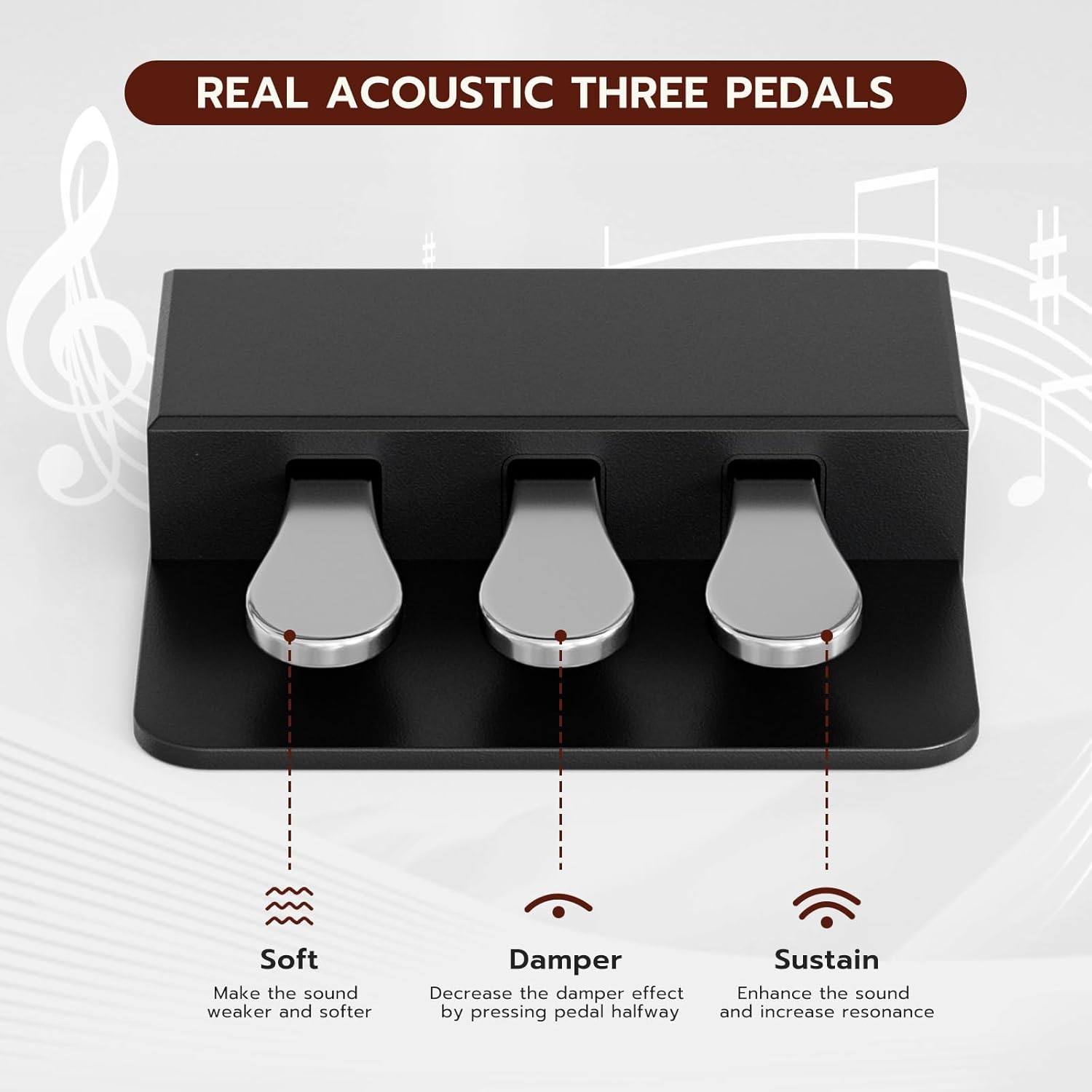 UMOMO 88 Key Digital Piano Keyboard with Piano X Stand, Full Size Electric Piano with Headphone, 3 Pedal, Electronic Piano, White