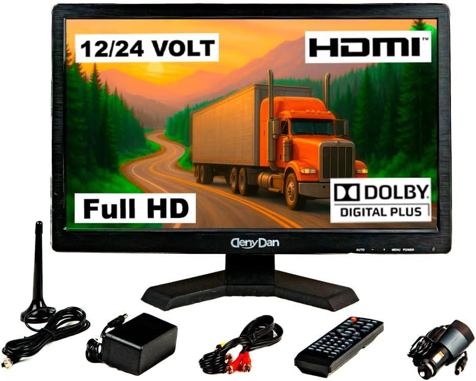 22-Inch Travel TV – Your Ultimate Portable Entertainment Hub, Stunning 1080p Display, HDMI/USB Inputs, 12V/24V/110V Power, Ideal for RV, Camper, Van, Car or Kitchen
