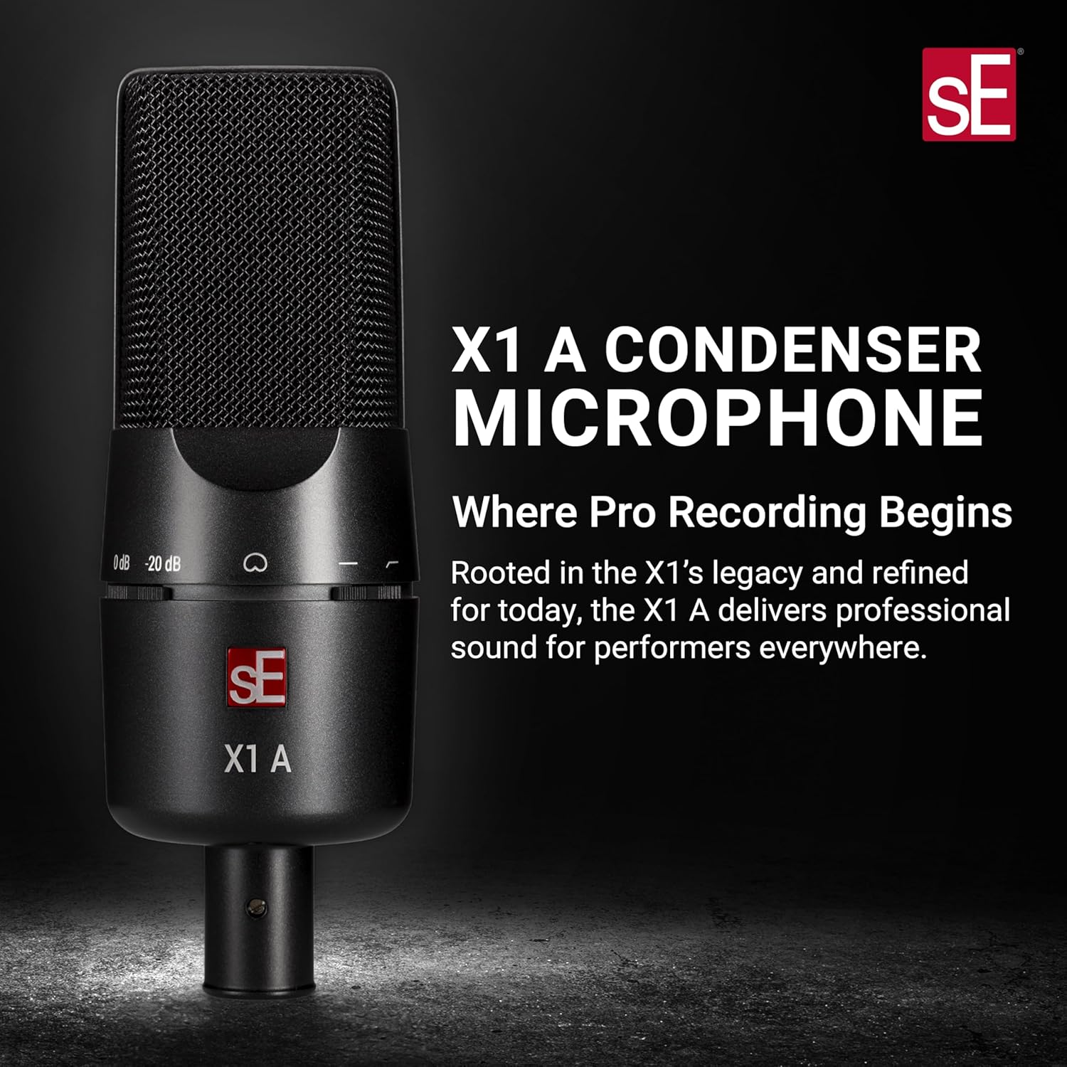 SE ELECTRONICS X1 A Large Diaphragm Condenser Microphone with 100 Hz Filter & -20 dB Pad - XLR Condenser Mic for Singing & Instruments - Professional Studio Microphone for Recording & Podcasting