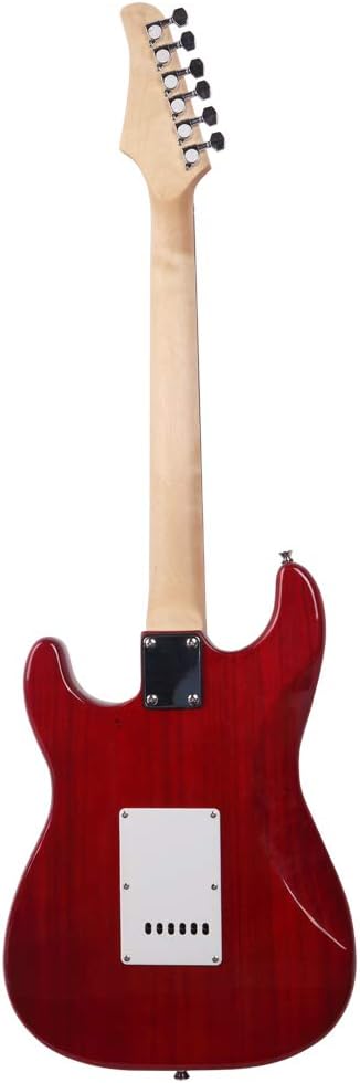 Electric Guitar 39‘’ Full Size Beginner Electric Guitar Kit Right Handed Rosewood Fingerboard Guitar with Accessories Pack for Starter Sunset Red