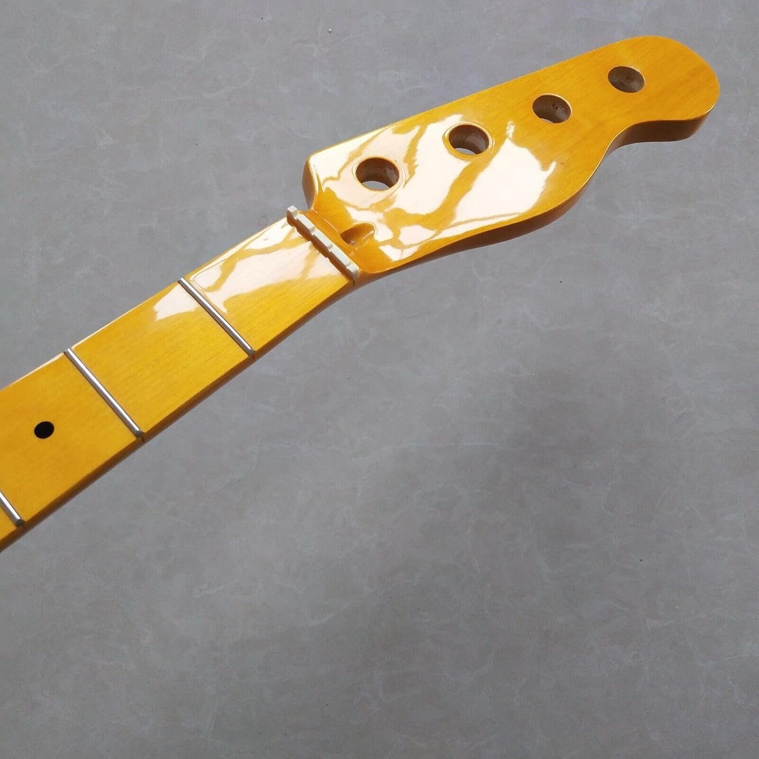 Yellow Bass Guitar Neck Piece 20 Fret 34 Inch Maple Fingerboard Dot Inlay Replacement Parts