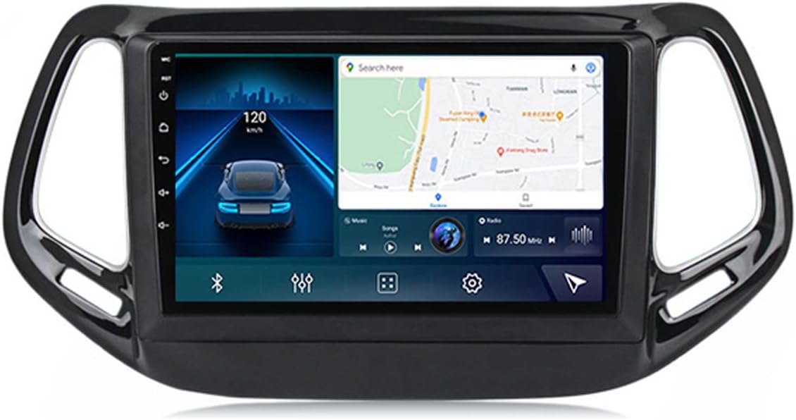 9 Double Din Car Stereo Audio Bluetooth MP5 Player Multimedia Radio for Jeep Compass 2 MP 2016-2018 with Backup Camera/GPS Navigation/Steering Wheel Control/USB/Carplay/RDS