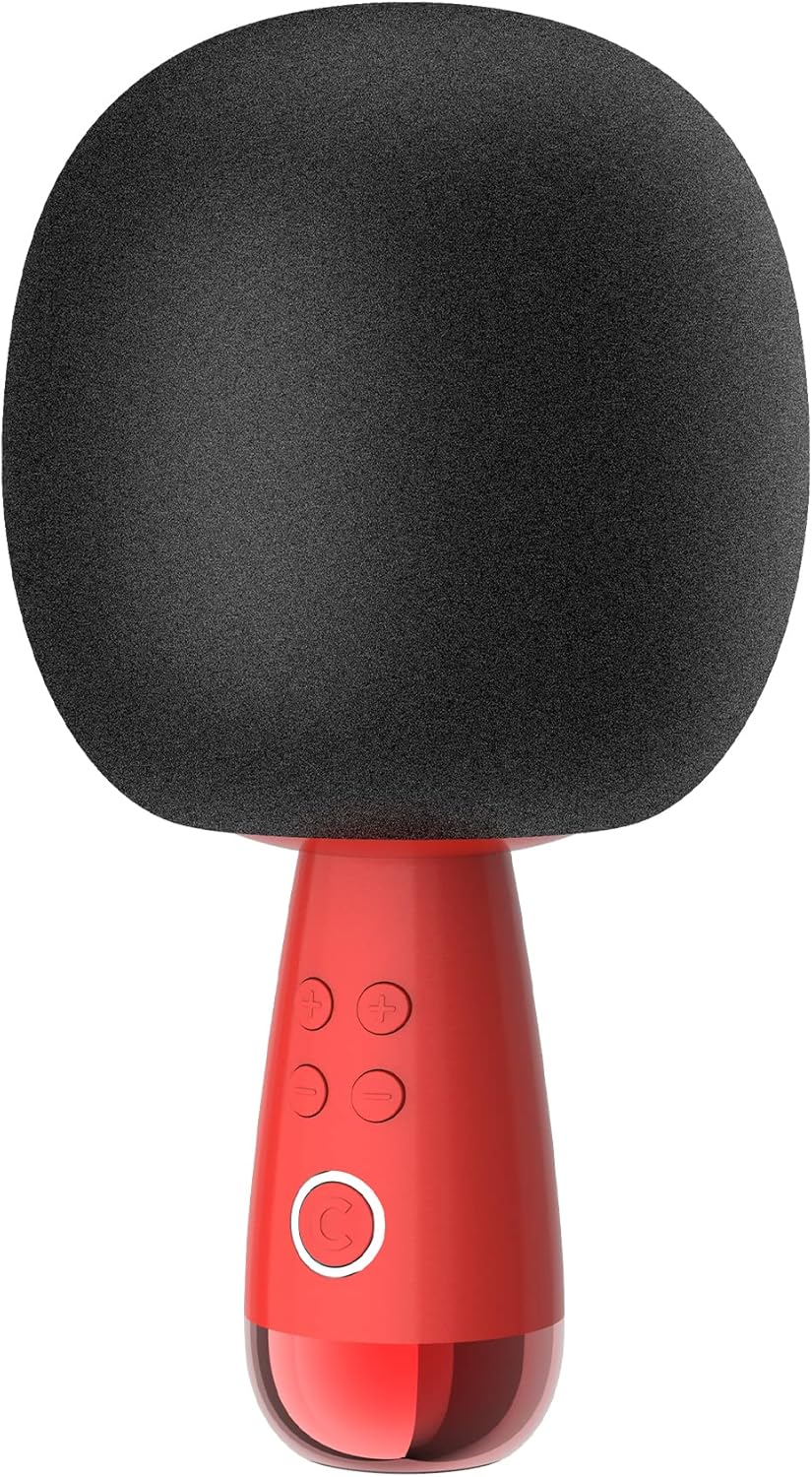 CALF Karaoke Speaker Microphone Wireless Bluetooth TWS Microphones&Speaker 2 in1 Portable Mini Adults Handheld Mic Singing Home KTV Party Indoor Electronic Gifts for All iOS Android PC G2 Red(Black)