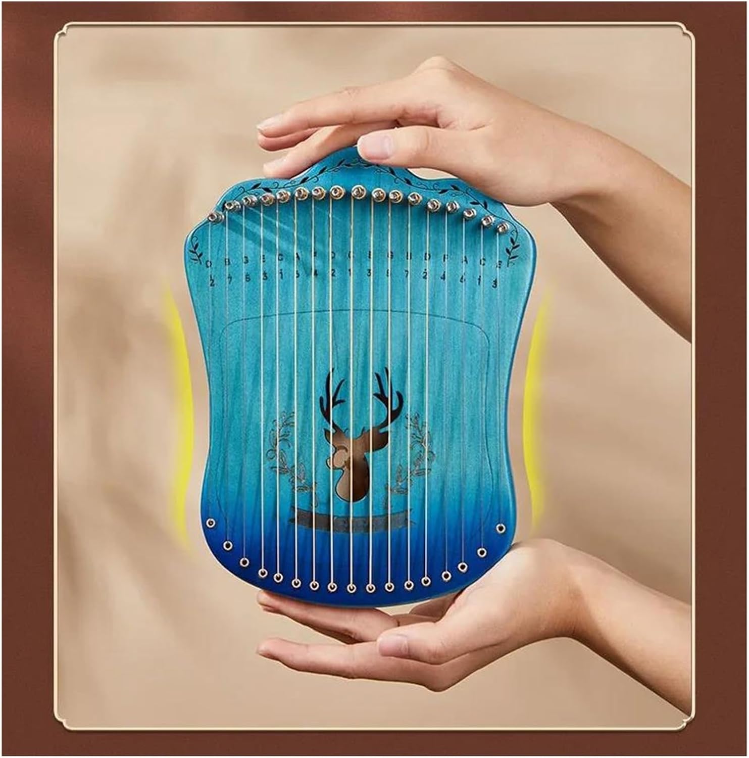 Lyre Harp Set Portable Lyre Harp 17 Strings Beech Wood Fingerplay Lyre With Bag And Spare String Beginner Stringed Instruments(Blue)