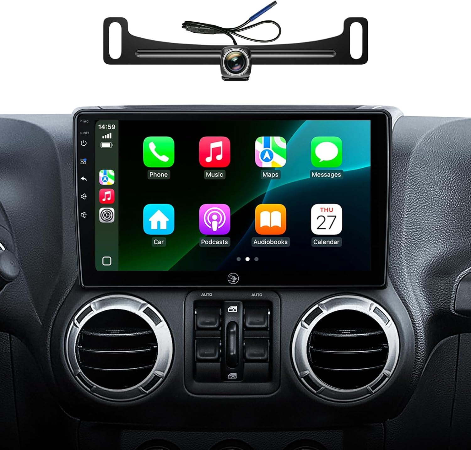 6+128G QLED Touch Screen Car Stereo for Jeep Wrangler JK Head Unit Dodge Ram 1500 Radio | Wireless CarPlay Android Auto | AM/FM |Android 13.0 | Steering Wheel Control