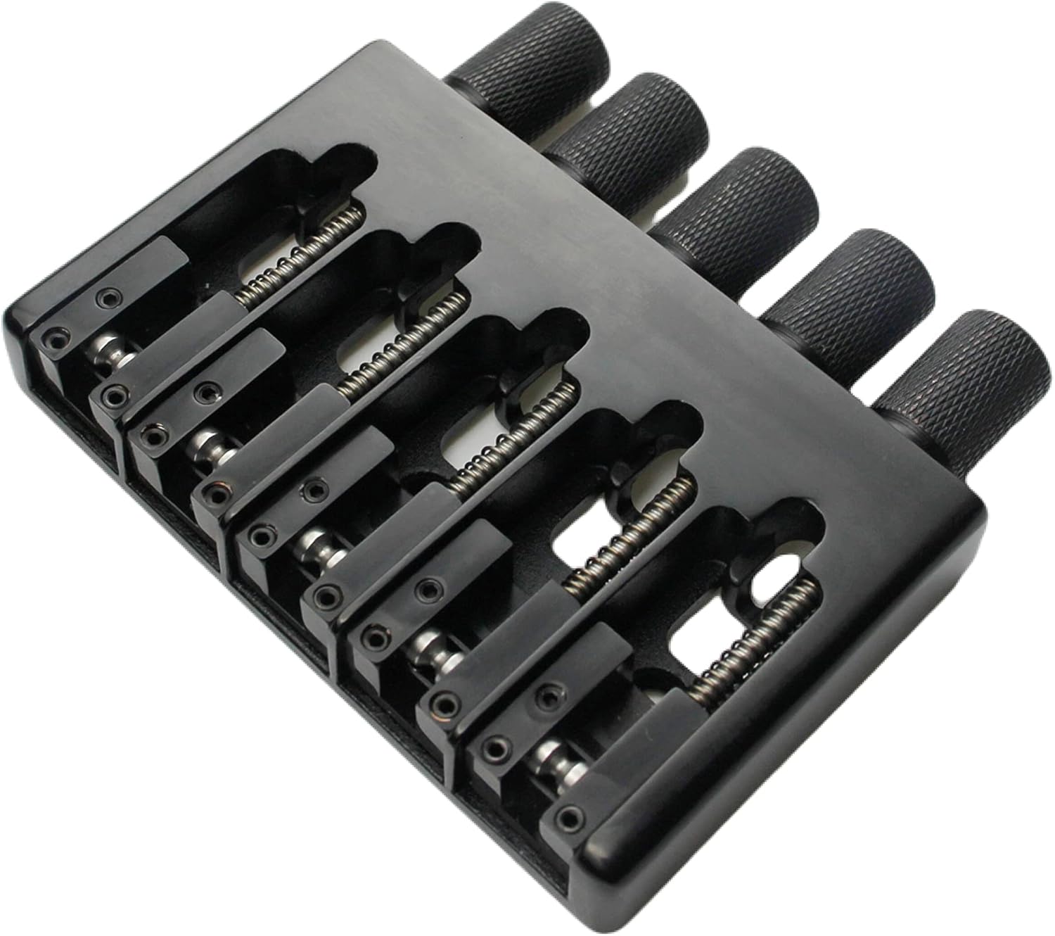 Guyker 5 String Headless Bass Bridge with String Lock, Fixed Hardtail Saddle for Headless Guitar, WB005, Black