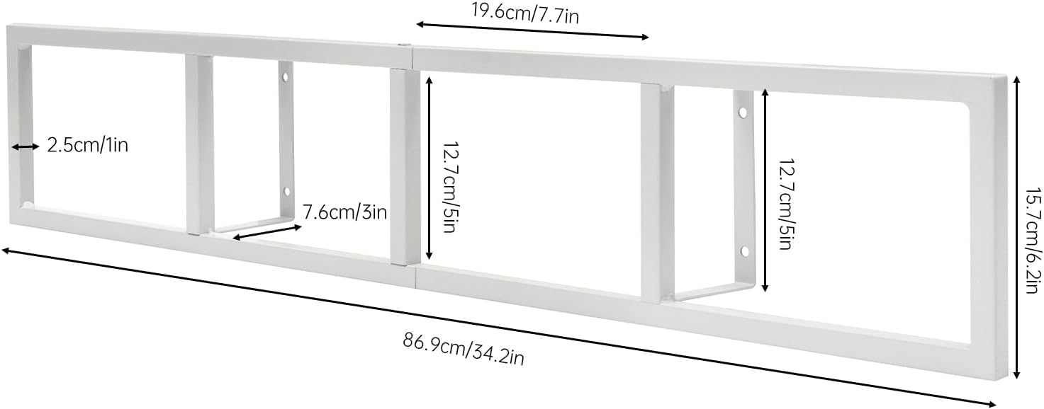 34-Inch Wall-Mount Media Storage Rack Set of 5, White Metal Floating Shelves for CD DVD Video Game Storage, Wall Organizer Cube Shelf for Home Office Bedroom Living Room