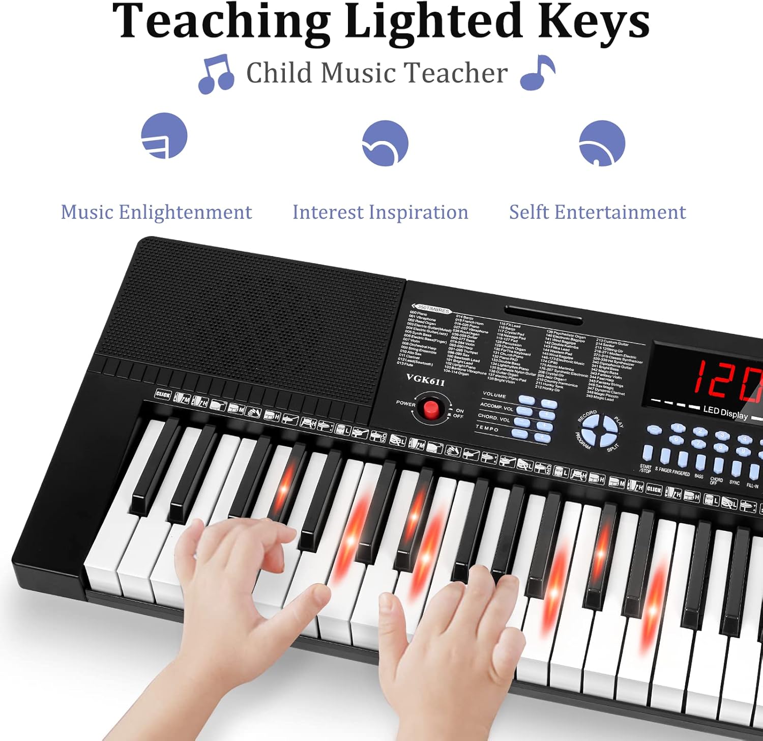 Vangoa 61-Key Light-Up Keyboard Piano for Beginners black and Vangoa 37 Key Melodica Musical Instrument Soprano