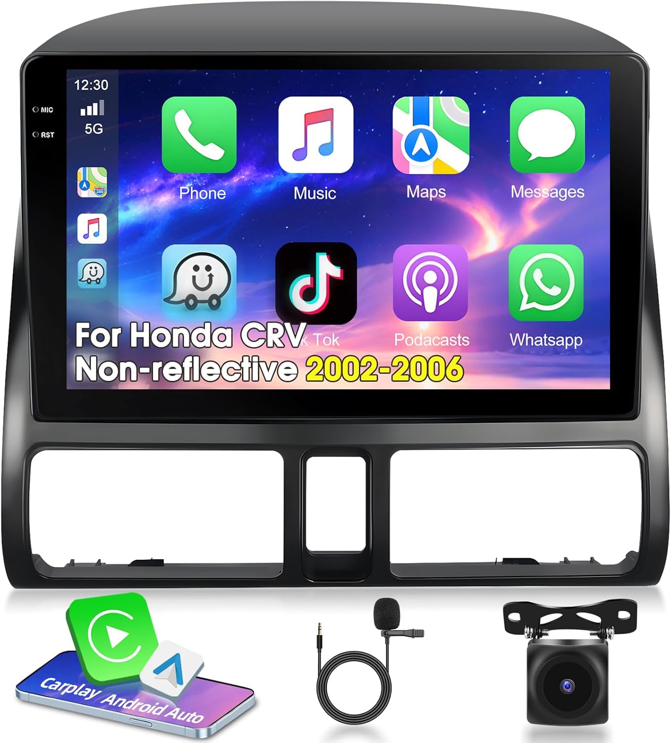 [4+64G] Car Stereo for Honda CRV Non-Reflective 2002-2006 with Wireless CarPlay & Android Auto, 9