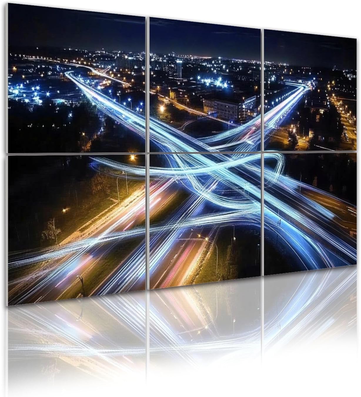 6 Pack Art Acoustic Panels Rush hour fast car moving night city Fast moving traffic drives moving Sound Absorbing Panel 48