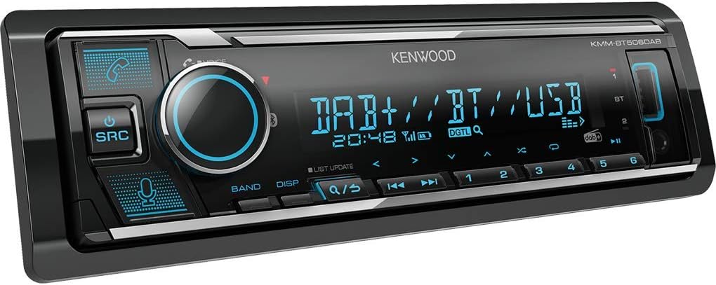 Kenwood KMM-BT506DAB Mechless Digital Media Receiver, with Built in Bluetooth, DAB+ Digital Radio, Spotify & Amazon Alexa