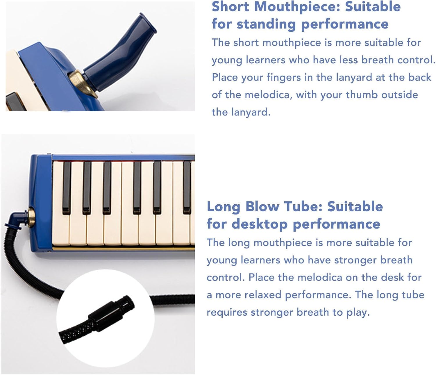 37 Key Melodica Instrument, ABS Material for Durability, Complete Package with 2 Tubes, 2 Mouthpieces, Carrying Bag and Accessories, Ideal for Beginners and Professionals