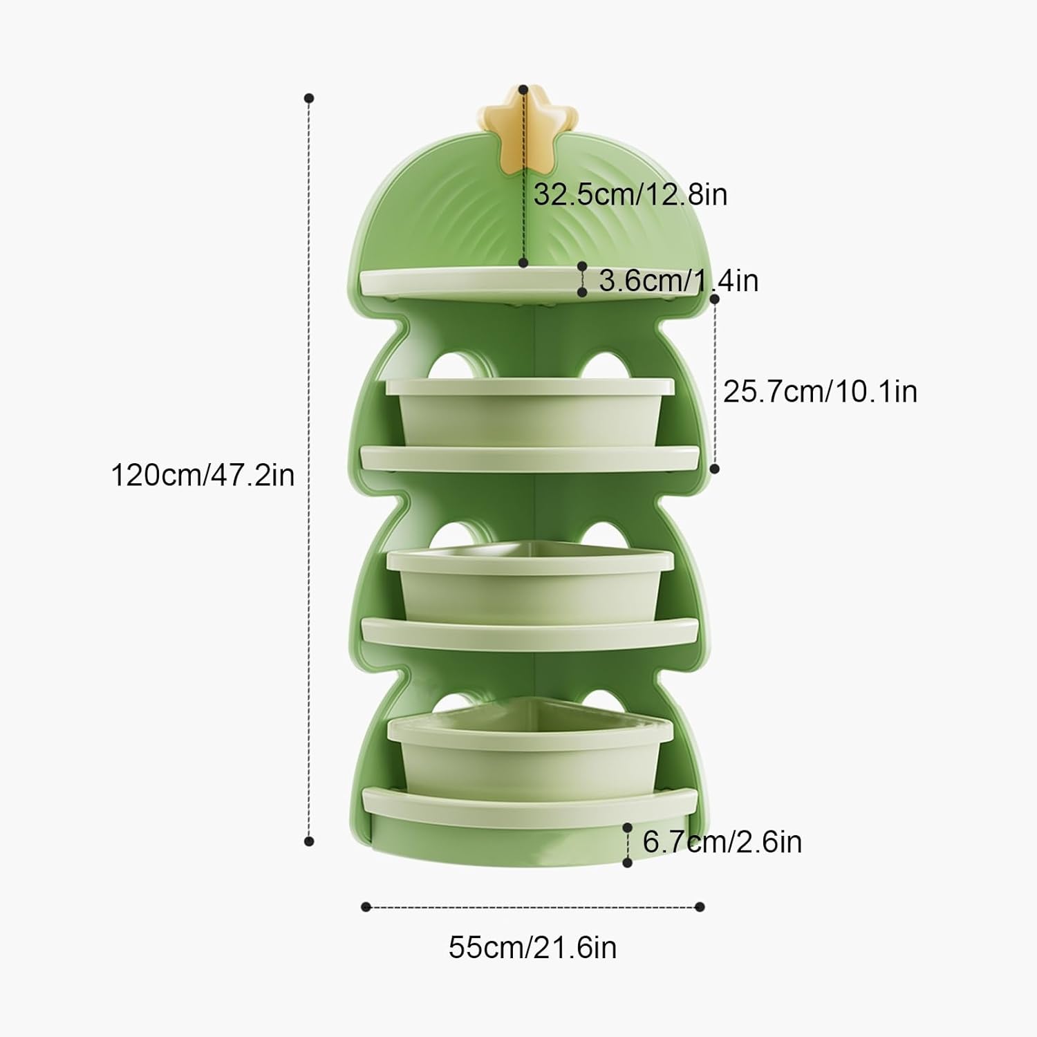 4 Tiers Corner Bookshelf, Modern Storage Display Book Shelf, Modern and Simple Bookcase, Floor-Standing Rack, for Bedroom, Living Room, Kitchen, Home Office(White)
