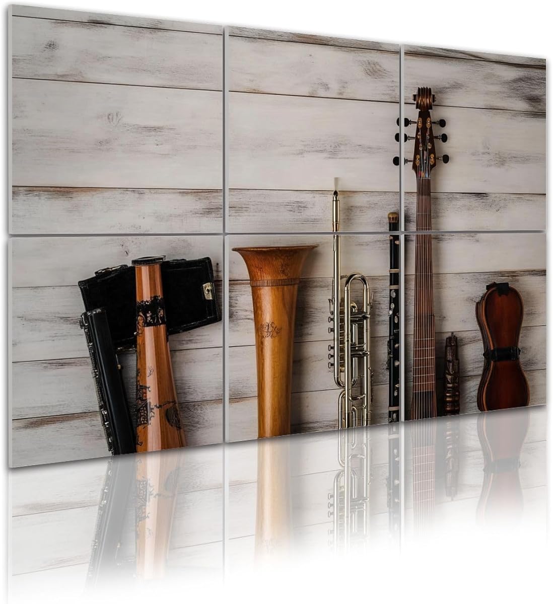 6 Pack Art Acoustic Panels instruments white wooden Sound Absorbing Panel 48
