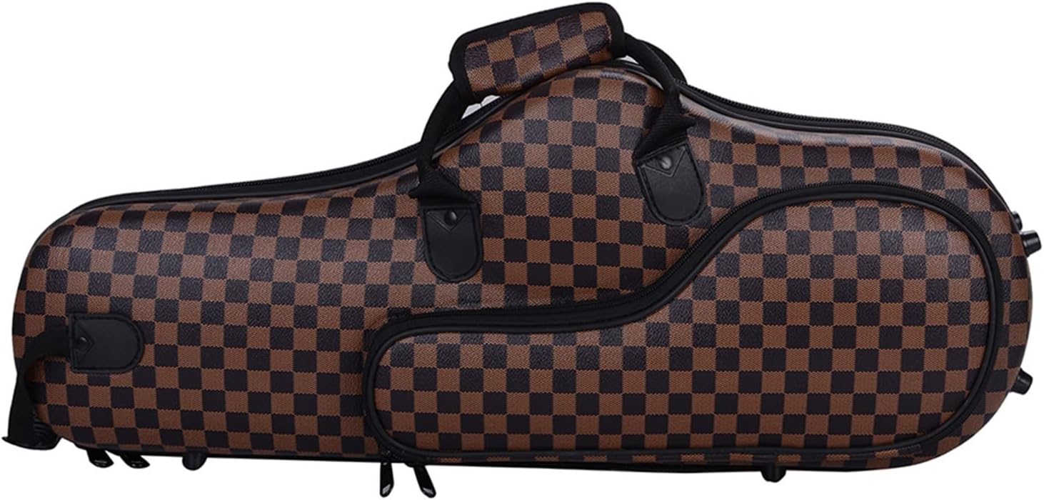 Sax Replacemen Set Saxophone Tote Bag Storage Bag Alto Saxophone Woodwind Instrument Accessories Storage Box Saxophone Accessories (Color : Brown Grid)