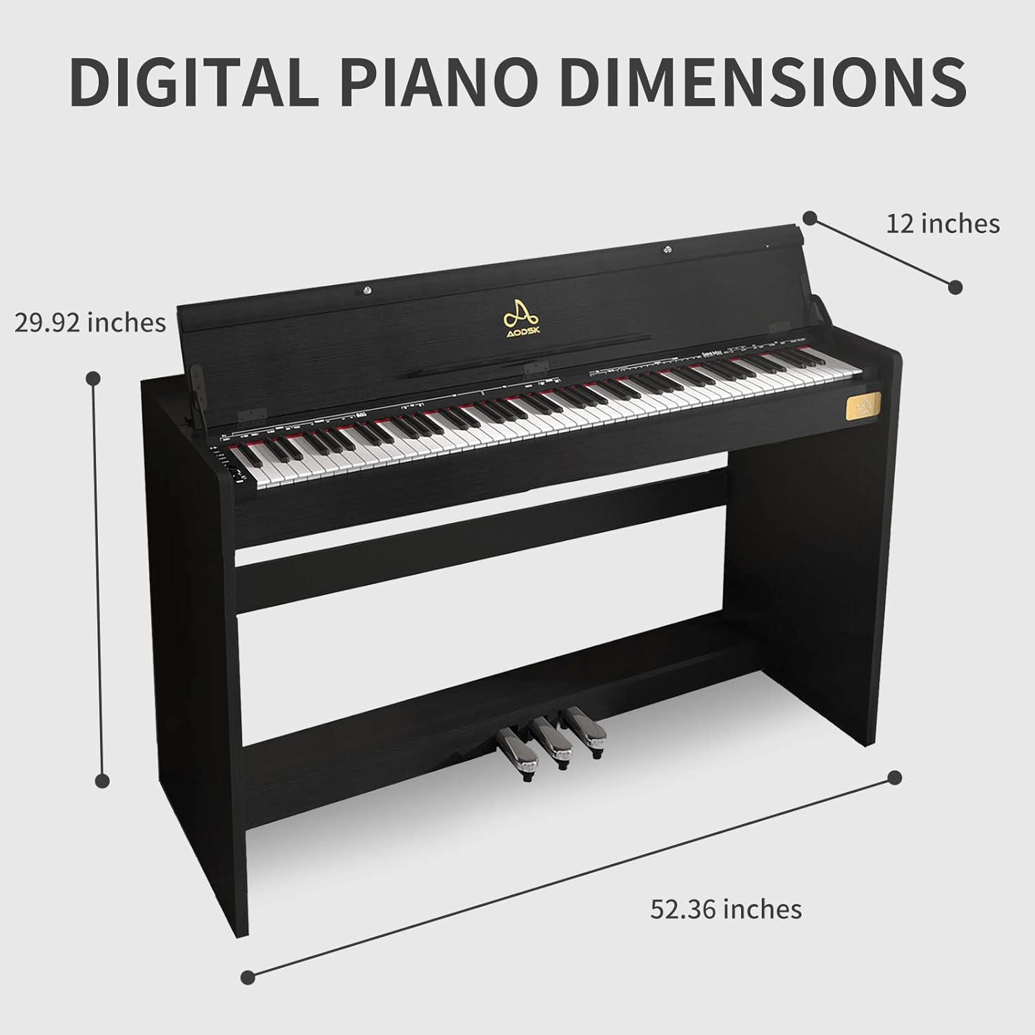 AODSK 88 Key Weighted Action Digital Piano,Grade Hammer Action Keyboard UPB-85+AODSK Iron Piano Bench UAP-10