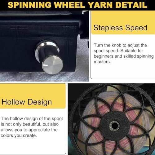 Smart Electric Spinning Wheel - 120g Yarn Spinner Machine with Foot Switch, 3 Spools, 12V Drum Carder, Adjustable Speed & Forward/Reverse Switch for Easy Yarn Crafting