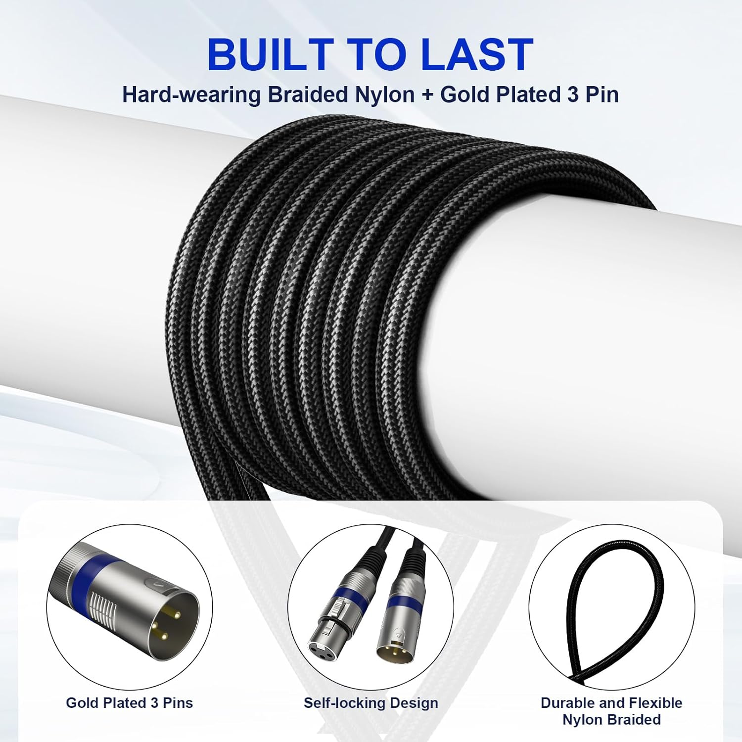 Professional 6 Pack 50FT XLR Cables, Noise Free and Long-Lasting Braided XLR Microphone Cable, All Copper Conductors Balanced Male to Female Mic Cable for Studio Monitor, Mixer, DMX, Colorful