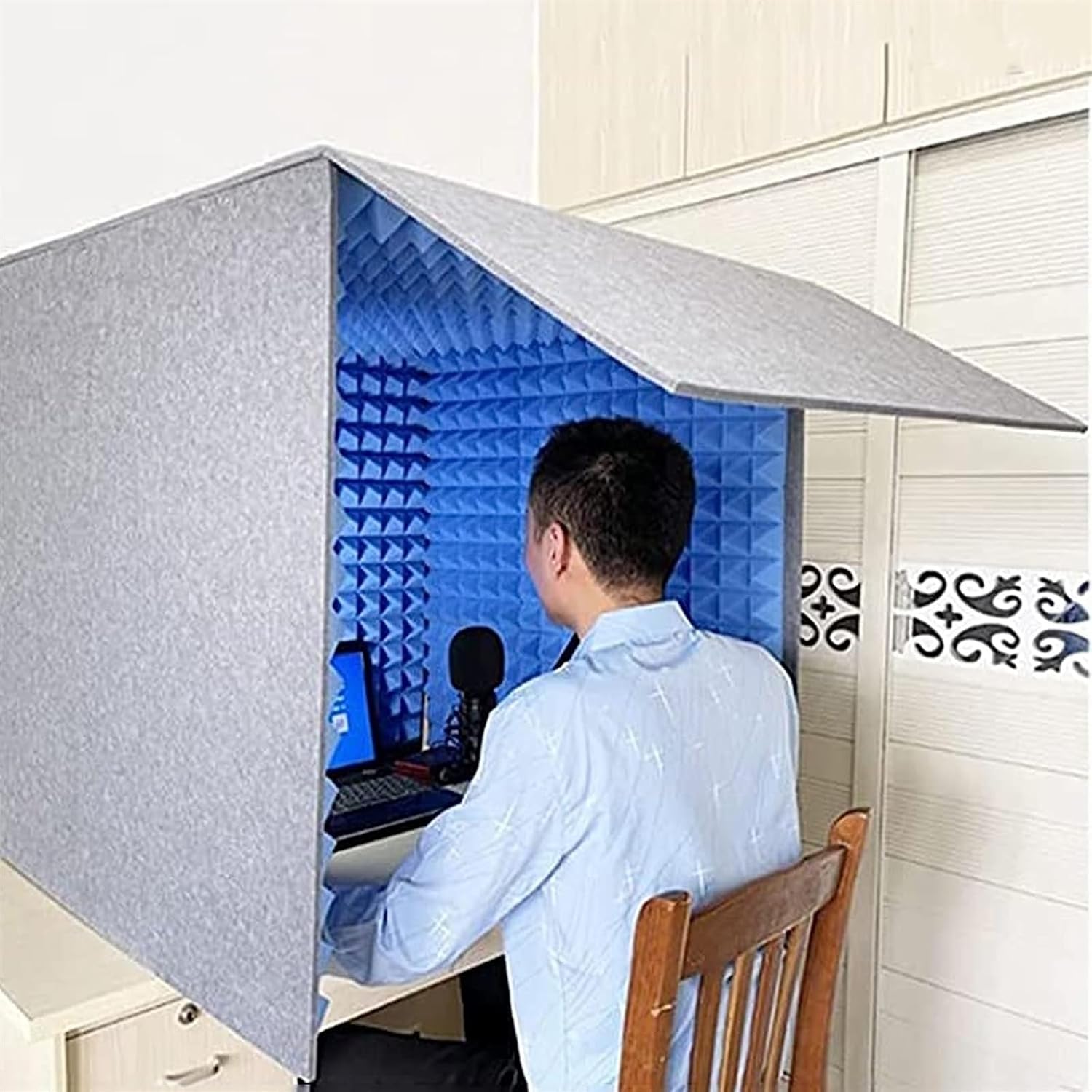 Portable Recording Studio, Microphone Isolation Cover, High-Density Absorbent Foam Home Desktop Recording Studio (Yellow_80*80 * 80cm)