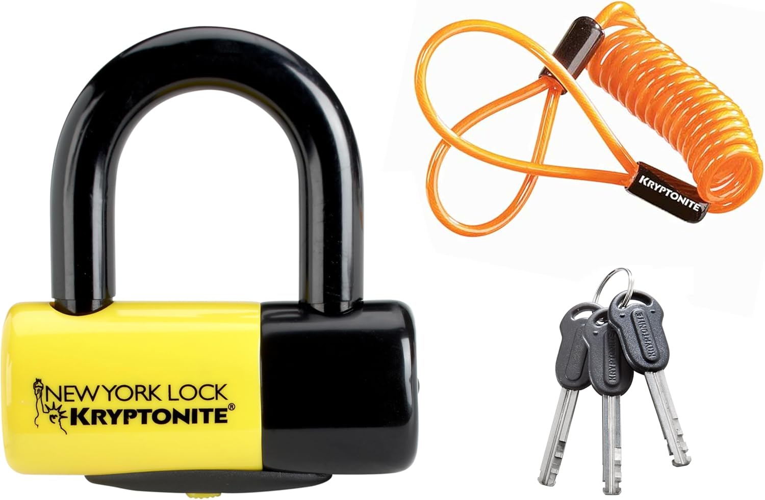 Kryptonite New York Disc Lock, 14mm Heavy Duty Yellow/Black Bike Bicycle Lock, Sold Secure Gold, High Security Anti-Theft Protection for Bicycle, E-Bike, Motorcycles, Scooters, and More