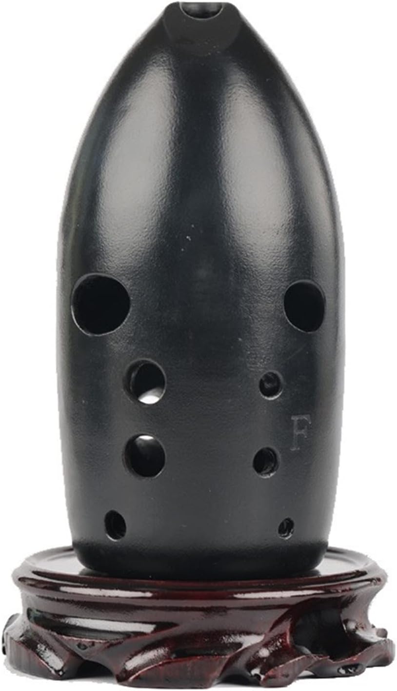 TSTS Ten-Hole Resin Pottery Xun Wide-Range Double-Cavity Portable Wind Instrument Beginner Self-Taught Black F Key Children Ocarina