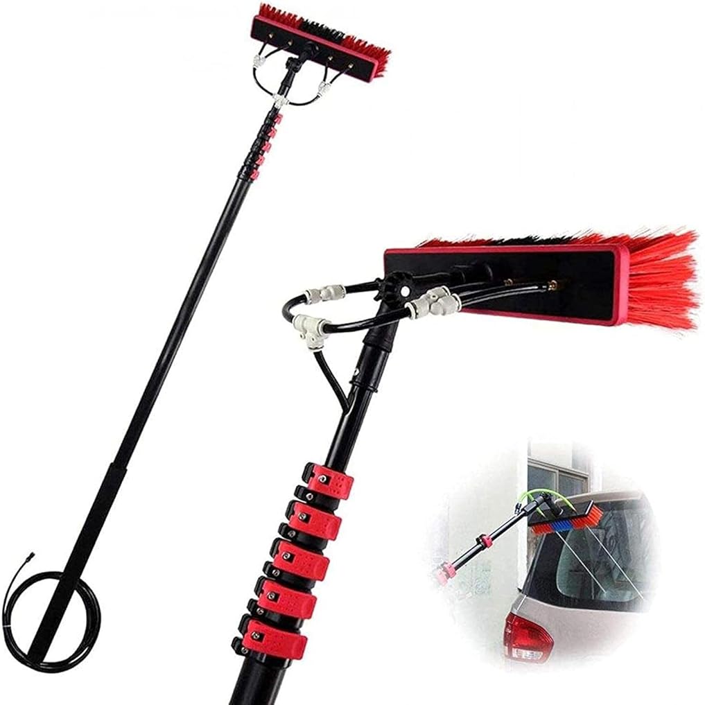 Cleaning Brush Brushes,Window Cleaning Brush, Window Cleaning Pole, Window Cleaner Kit, Water/Hose Fed Pole, Cleaning Photovoltaic and Solar Panels, Brush Head/5.4M (7.2m)