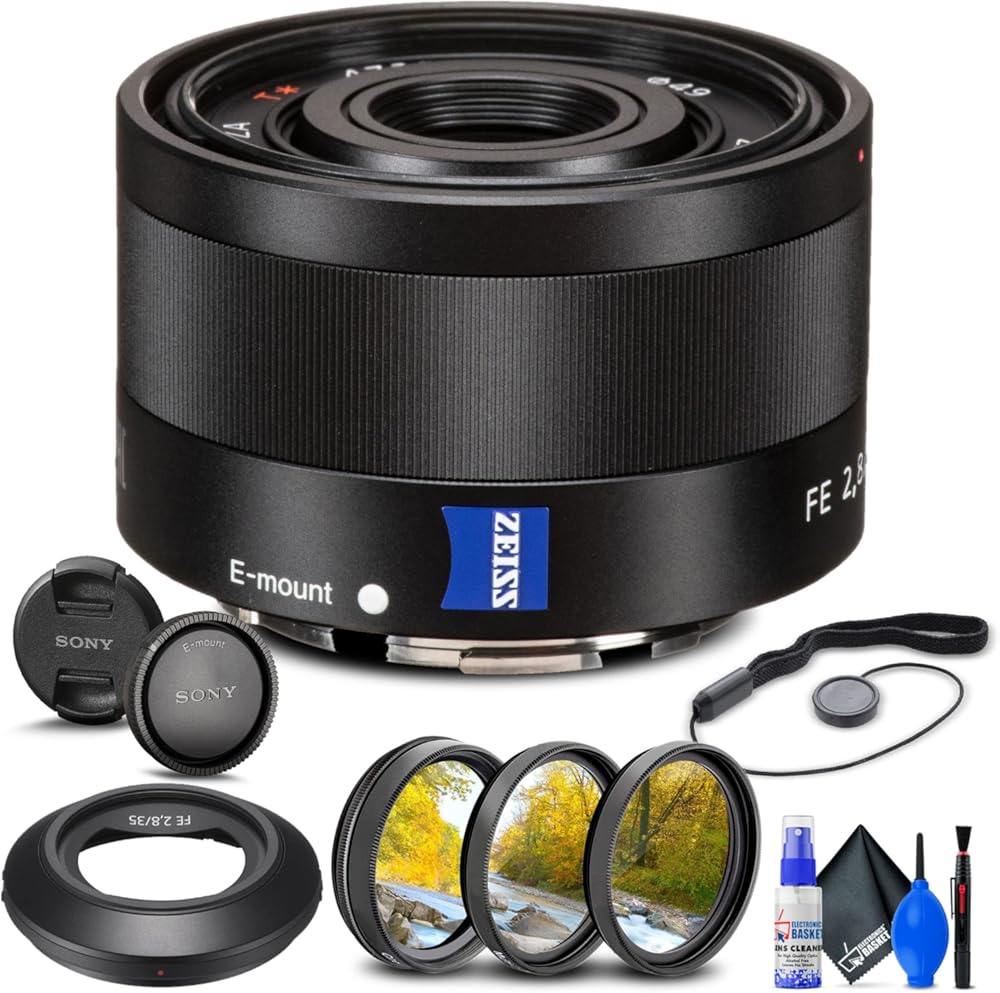 Sony Sonnar T FE 35mm f/2.8 ZA Lens (SEL35F28Z) + Filter Kit + Lens Cap Keeper + Cleaning Kit + More (Renewed)