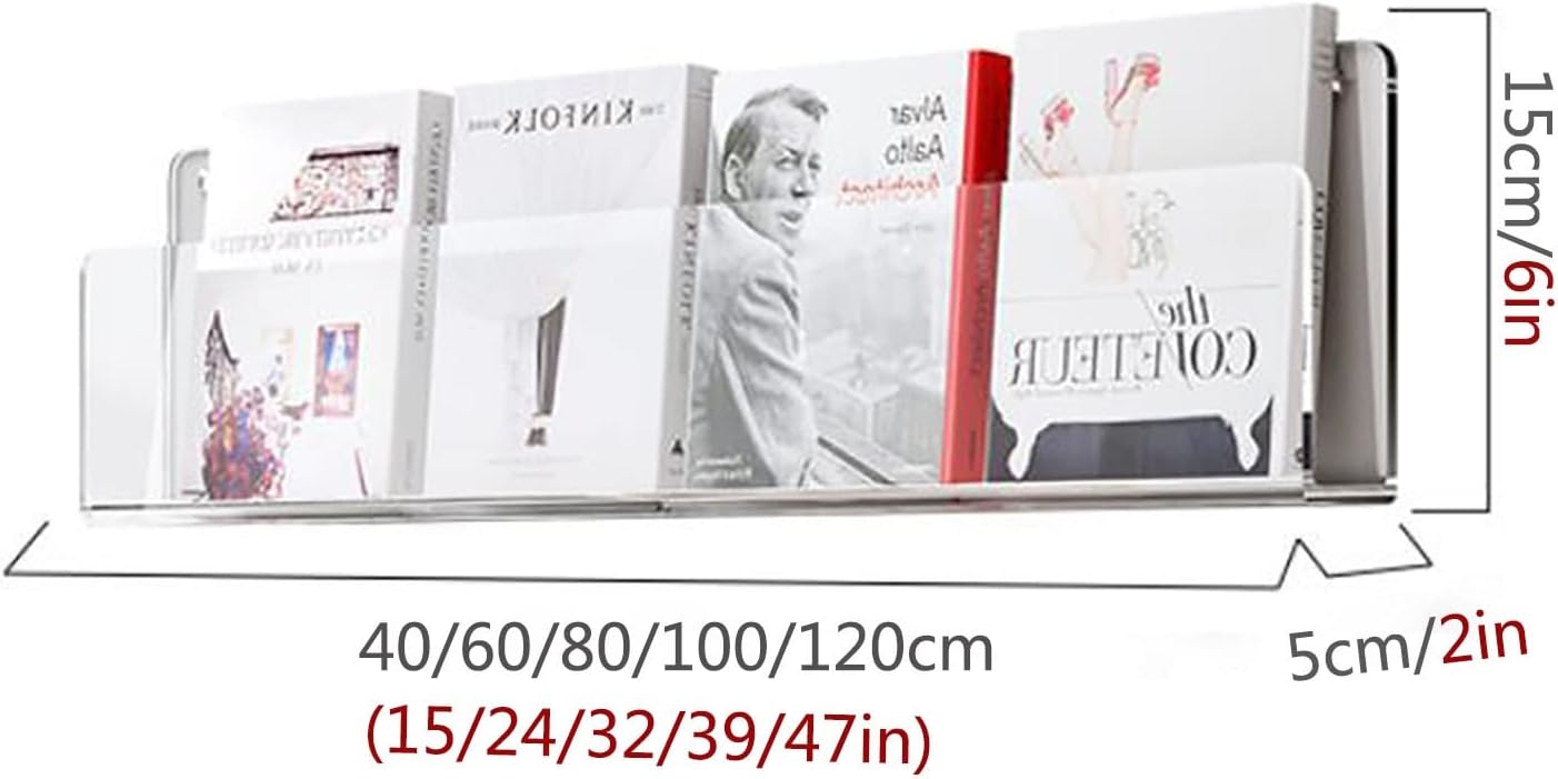 Acrylic Floating Shelves 2 Tier, Acrylic Brochure Holder Magazine Rack,Wall Mount Bookshelf Bathroom Floating Shelves Organizer for Office Waiting Room Home Display ( Color : Orange+Green , Size : L24