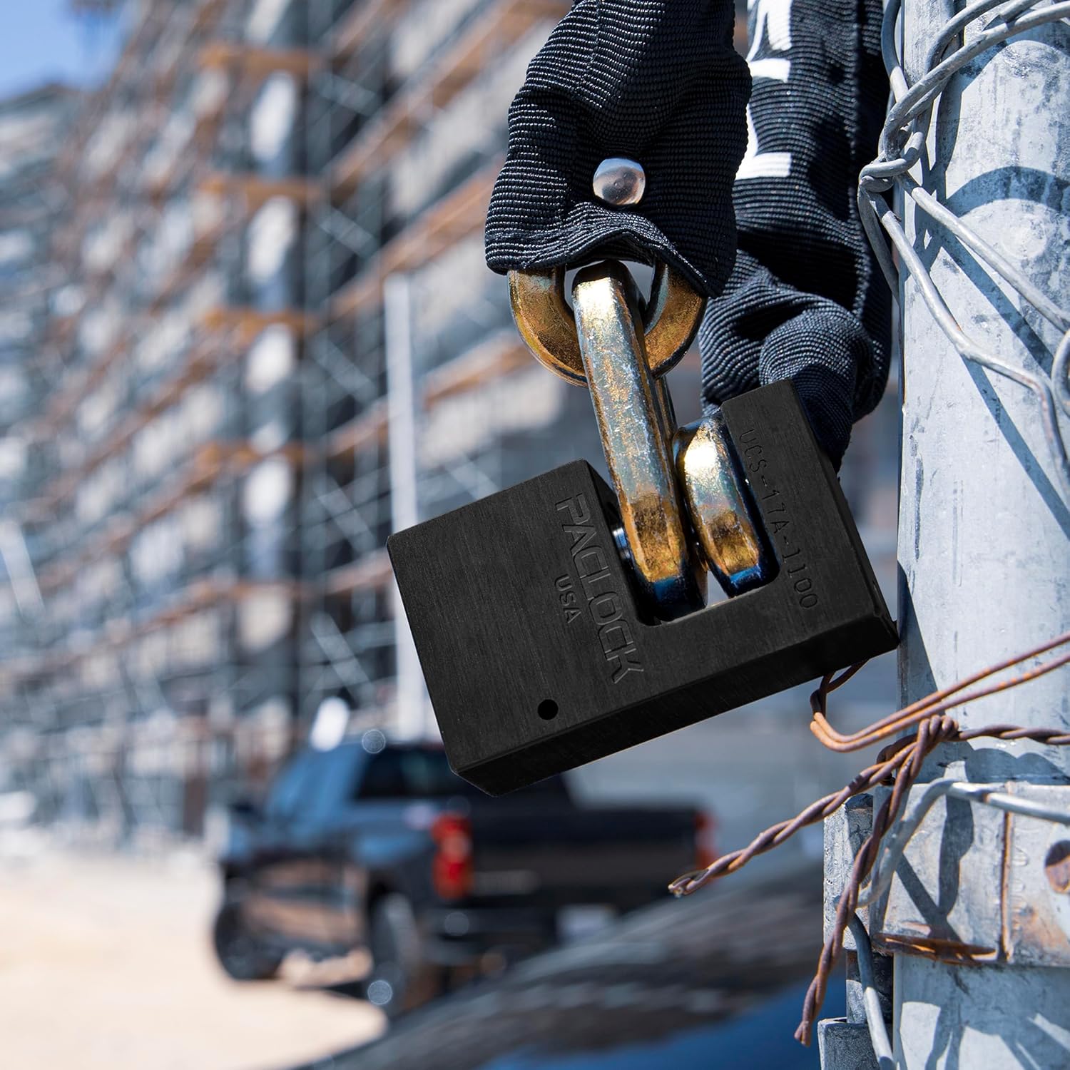 PACLOCK's UCS-17A-1100 Block-Lock, High Performance 6-Pin Cylinder, Keyed Differently, Black Anodized Aluminum