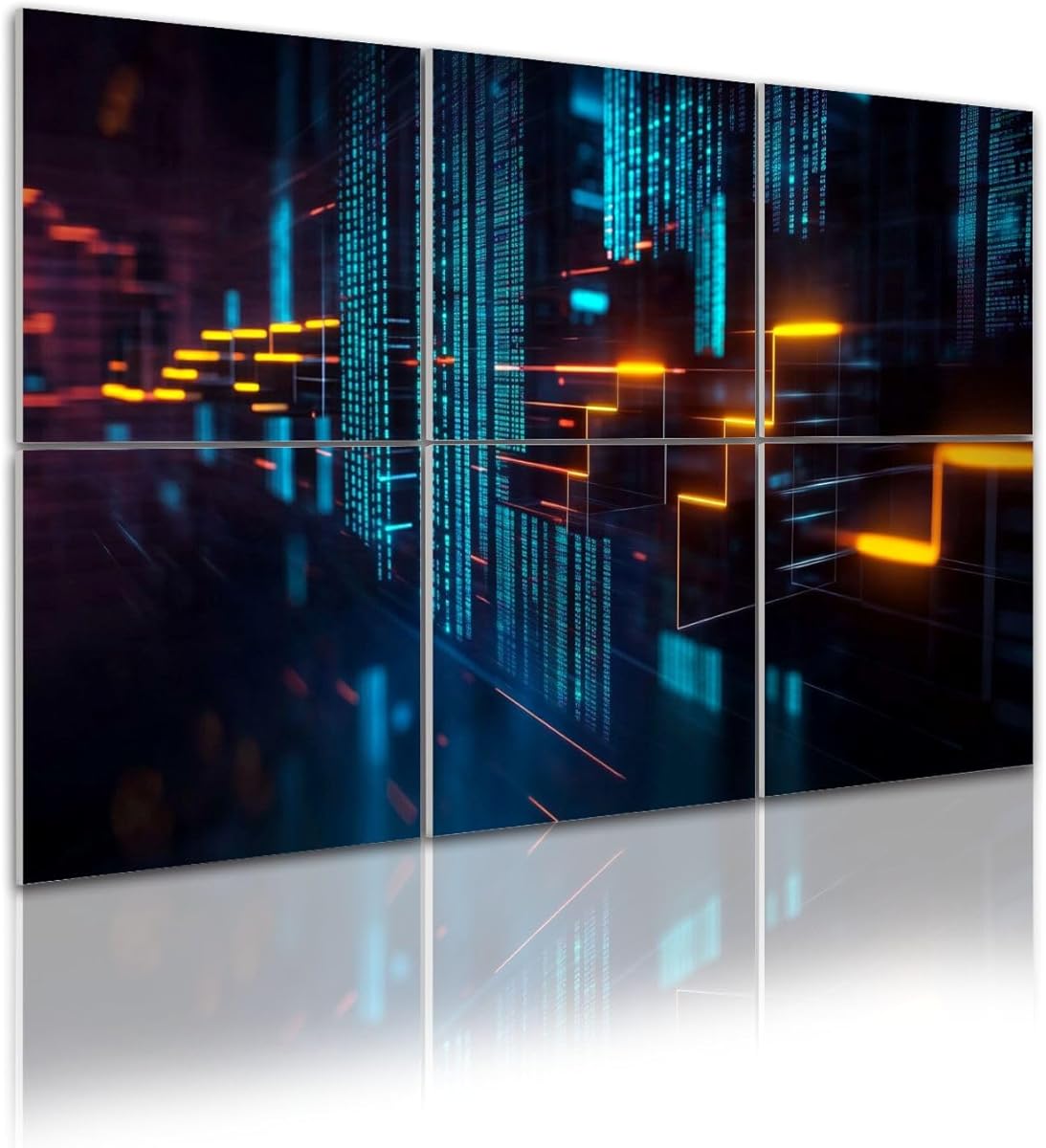 6 Pack Art Acoustic Panels Abstract trading chart big data infographics 3D Fintech glowing candle Soundproof Wall Panels, 48