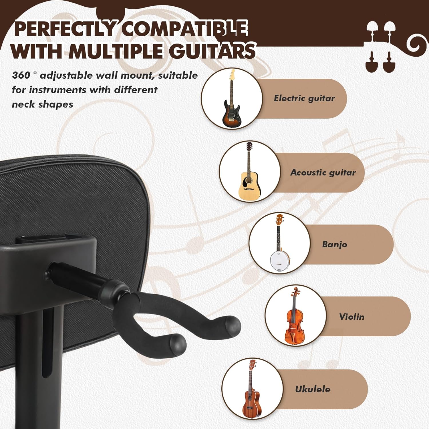 Guitar Stool with Back Support, Height Adjustable Professional Seat with Hanger, Musician Stool Guitarist Throne Guitar Chair, Black