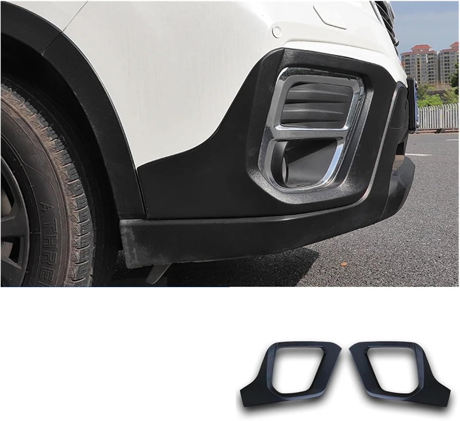 Car Anti-Collision Guard Trim Compatible for Subaru Forester 2019-2021 Front Rear Fog Light Frame Bumper Crash Protection Strip ABS(Front Guard Plate)