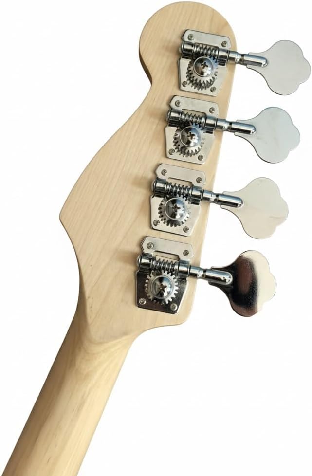 4 String Electric Bass Passive PJ Pickup Configuration Solid Poplar Wood Body Smooth Playability(Metallic Silver)