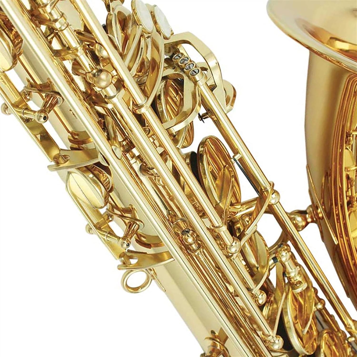 Bb Tenor Saxophone Brass Body Electrophoresis Gold Woodwind Instrument (Color : Gold)