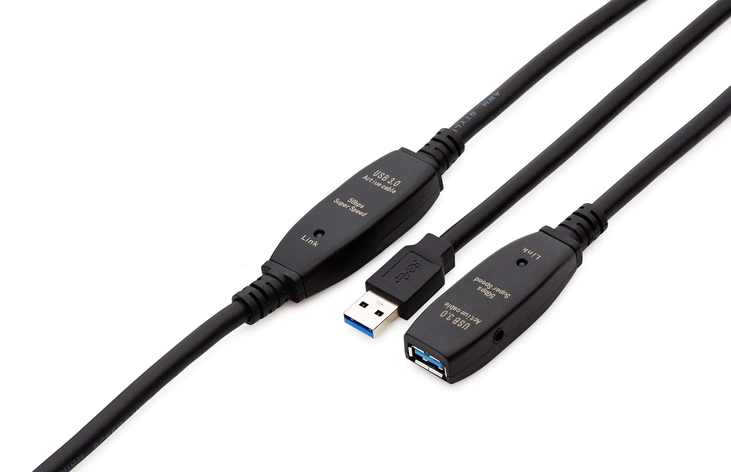 50 Feet Active USB Extension Cable 3.0 Male to Female with 2 Extension chipsets Signal Booster - Active Extension/Repeater Cord 15 Meters / 50 Feet (AC Power Supply Included)
