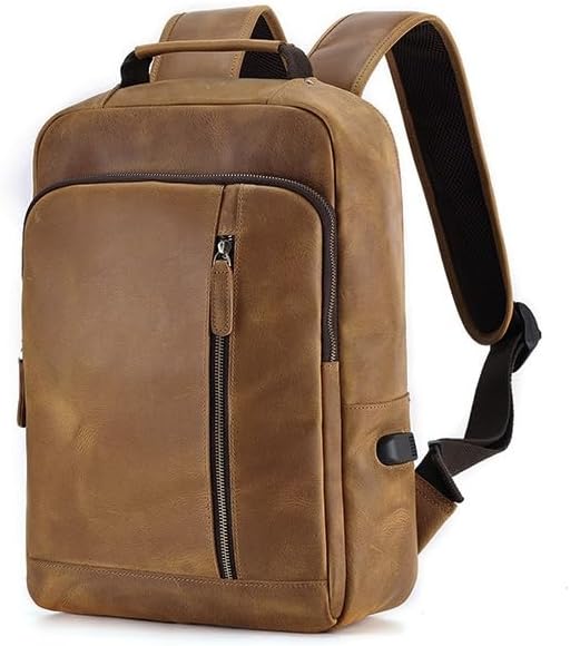 Vintage Genuine Leather Shoulder Bag Large Capacity Travel Computer Bag Crazy Horse Leather Messenger Bag Gift Box