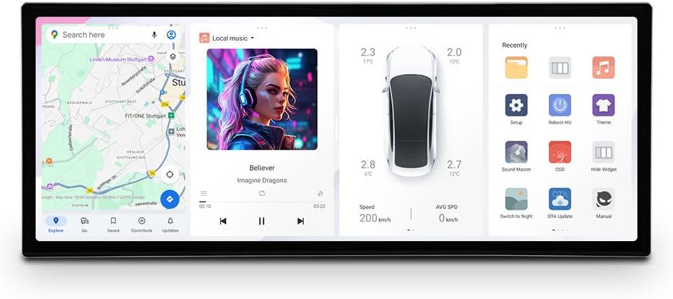 MekedeTech DUDUAUTO DUDU7 Double Din 12.3 inch Universal 2K Touch Screen Upgrade Android Car Radio Wireless Carplay Multimedia Player Car Head Unit,12G RAM 256G ROM Support 360 Cameras