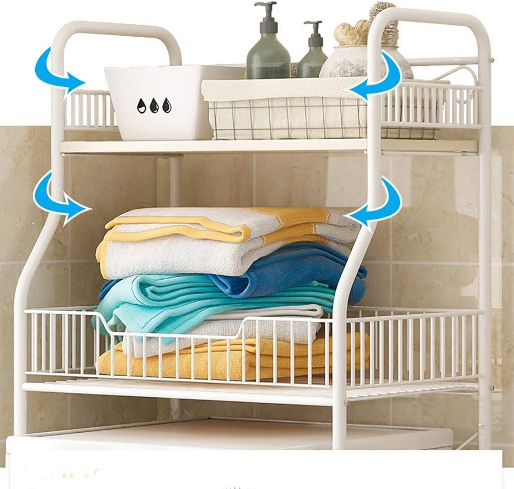 Washing Machine Over Toilet Storage Rack, Bathroom Tower Storage Rack, Multifunctional 2 Tier Drum Storage Rack (B)