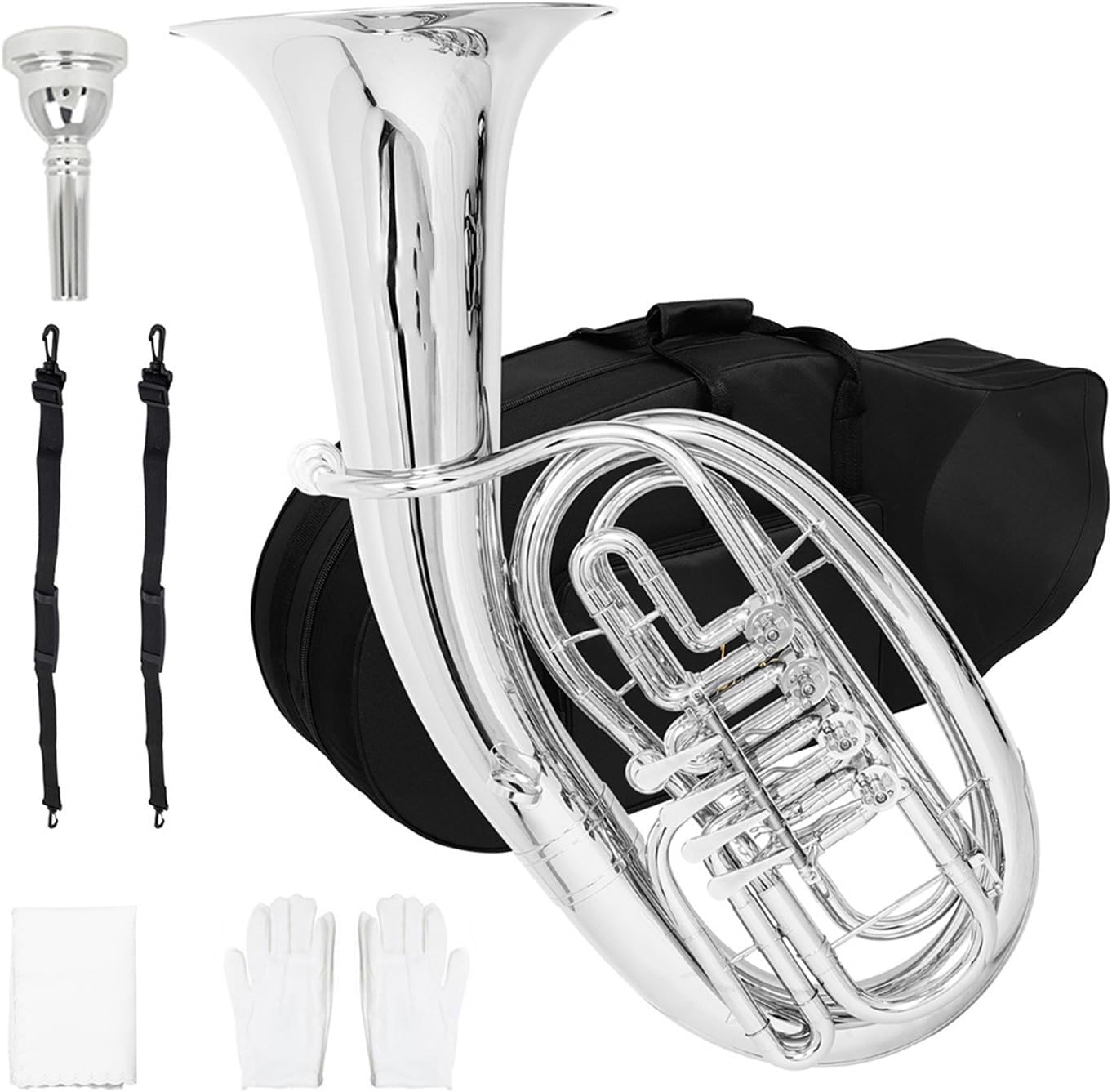 Nickel Plated Euphonium Silver Bb Key Four Flat Instrument Euphonium All-brass Instrument
