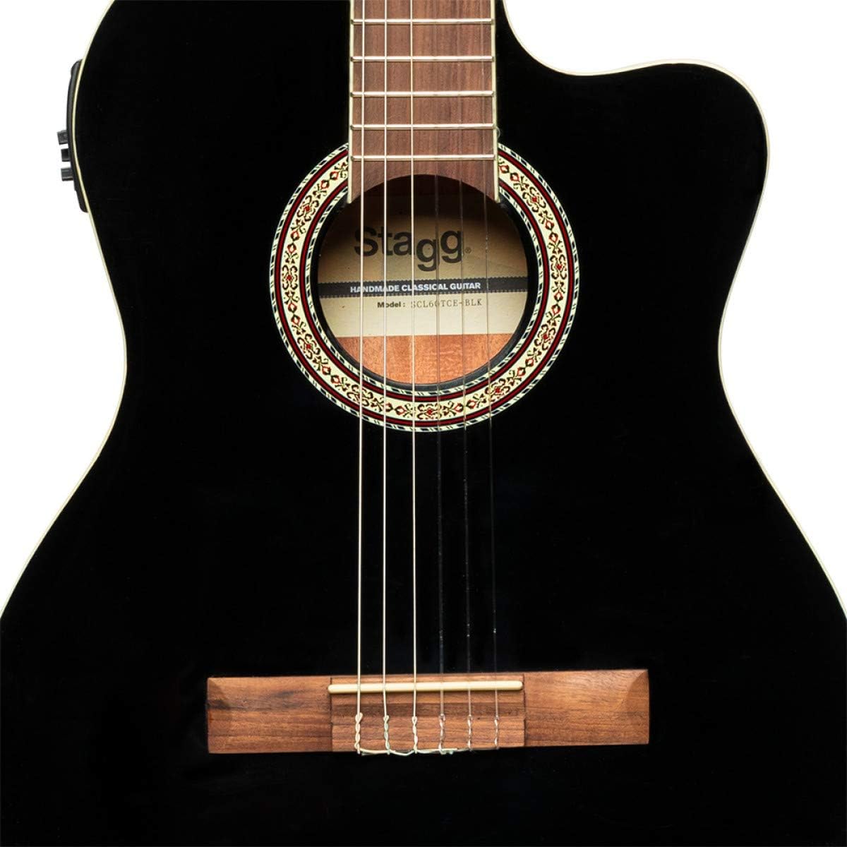 Stagg 6 String Classical Guitar, Right, Black, Full (SCL60 TCE-BLK)